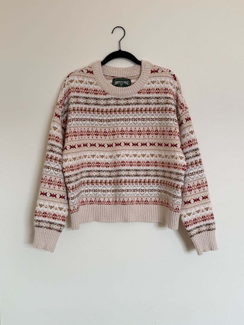American Eagle Fair Isle Knit Crewneck Sweater Women's Size Large